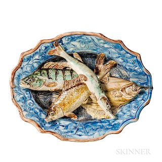 Joseph Landais Palissy Ware Fish Platter