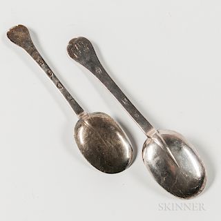 Two Early Sterling Silver Dognose Spoons