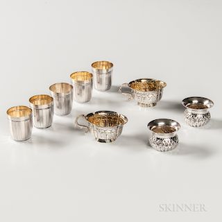 Nine Continental Silver Toasting Cups