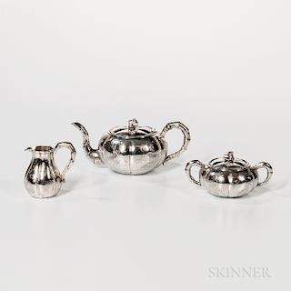 Three-piece Chinese Export Silver Tea Service