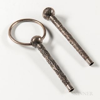 Two Chinese Export Silver Handles