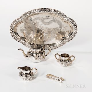 Five-piece Chinese Export Silver Tea Service