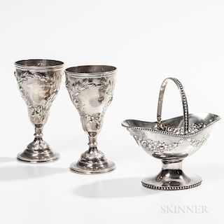 Three-piece Group of American Coin Silver Presentation Tableware