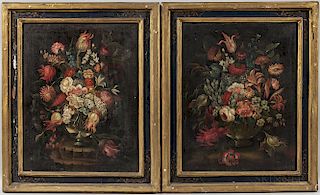 Continental School, 18th Century  Pair of Floral Still Lifes