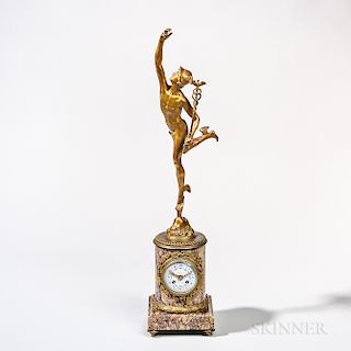 Grand Tour Tiffany Gilt-bronze and Marble Figural Clock