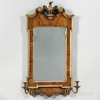George III Parcel-gilt and Walnut-veneered Mirror