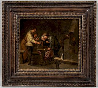 Manner of David Teniers the Younger (Flemish 1610-1690)  Men at a Gaming Table in a Tavern Interior