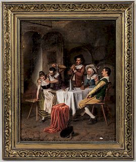 Alois Binder (German, 19th Century)  Cavaliers Carousing in a Tavern