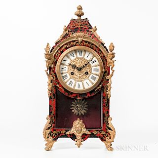 Louis XIV-style Boulle and Faux Tortoiseshell Mantel Clock