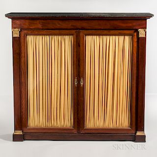 Neo-classical-style Mahogany-veneered Marble-top Bookcase