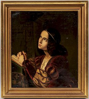 Continental School, 19th Century  Prayerful Young Woman in Renaissance Costume