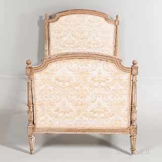 Louis XVI-style Gray-painted Carved Beechwood Bed