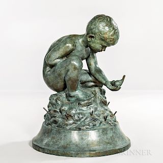 Bashka Paeff (Russian/American, 1893-1979)   Bronze Figure of a Boy with a Bird,