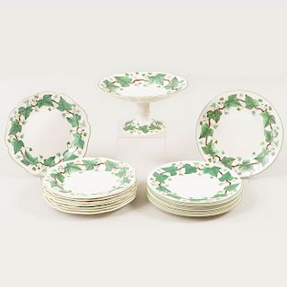 Wedgwood Transfer Printed and Enriched Creamware Part Lunch Service in the 'Napoleon Ivy' Pattern 