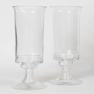 Pair of William Yeoward Glass Photophores on Stands