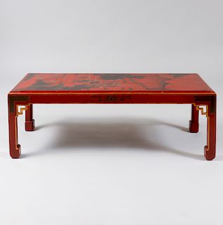 Chinese Style Red Painted Low Table