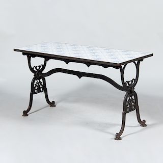 Cast Iron Center Table Inset with Tile Top