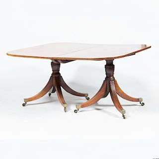 George III Mahogany Twin Pedestal Dining Table