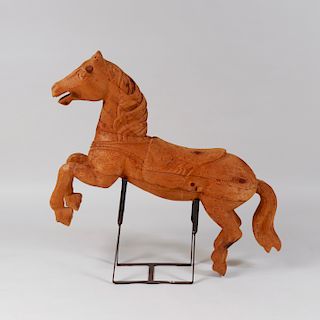 Rustic Carved Pine Model of a Carousel Horse