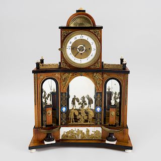 Anton Hubert Klagenfort Austrian Neoclassical Gilt-Metal-Mounted Fruitwood Mantel Clock