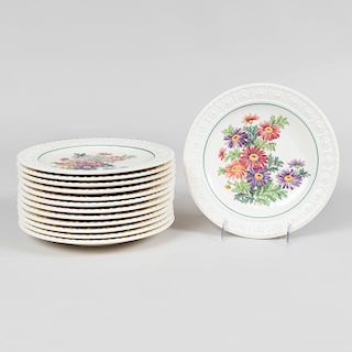 Set of Thirteen Wedgwood Porcelain Dessert Plates in the 'Pyrethrum' Pattern