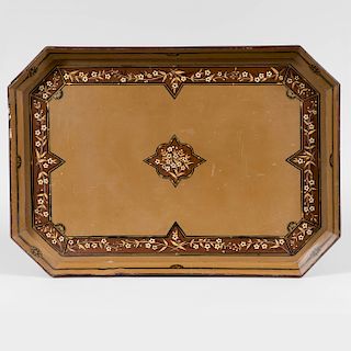 English Neo-Gothic Painted Papier-Mâché Tray