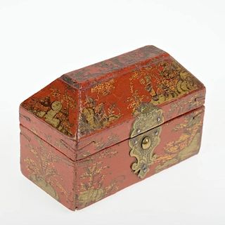Continental red japanned perfume case
