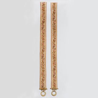 Pair of Victorian Gilt-Metal-Mounted Embroidered Bell Pulls