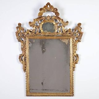 Italian Rococo giltwood wall mirror
