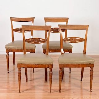 Set (4) Italian Neo-Classical fruitwood side chairs
