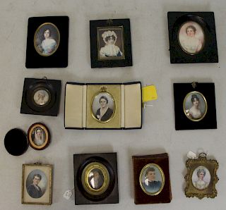 Grouping of 11 Portrait Miniatures.