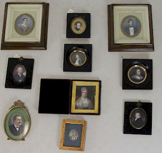 Grouping of 10 Portrait Miniatures.