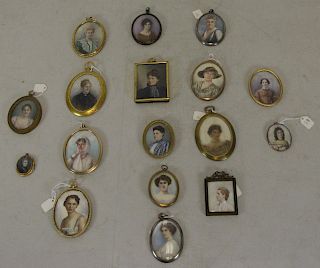 Grouping of 17 Portrait Miniatures.