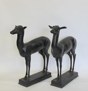 Pair of Bronze Pompeii Deer.