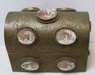 Antique Cameo Inlaid Casket Perfume Box.