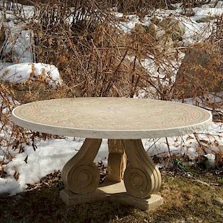 Italian marble, mosaic and cast stone dining table