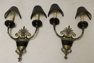 CALDWELL. Signed Pair of Antique Sconces.