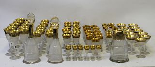 Large Lot of Cut and Gilt Decorated Moser? Glass.