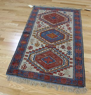 Antique and Finely Hand Woven Kazak Style Area