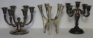 SILVER. Grouping of (3) Assorted Silver Candelabra