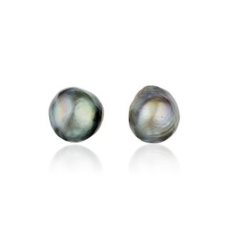 A Pair of Natural Saltwater Pearl Stud Earrings