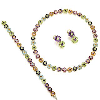 A Set of Multi-Colored Gemstone Jewelry
