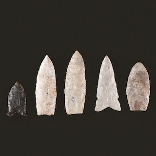 Five Paleo Points, From the Collection of Richard Bourn, Sr., Old Saybrook, Connecticut 