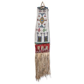 Sioux Beaded Hide Pictorial Tobacco Bag