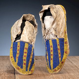 Northern Plains Beaded Hide Moccasins