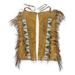 Sioux Beaded Hide Leggings with Brass Bells, Property of a Private Midwest Museum