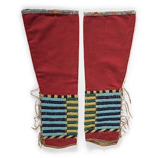 Cheyenne Beaded Hide and Wool Leggings, Property of a Private Midwest Museum