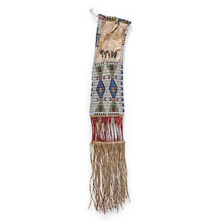 Sioux Beaded and Quilled Hide Tobacco Bag