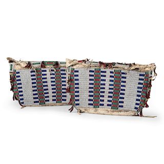 Sioux Beaded Hide Possible Bags, Matched Pair