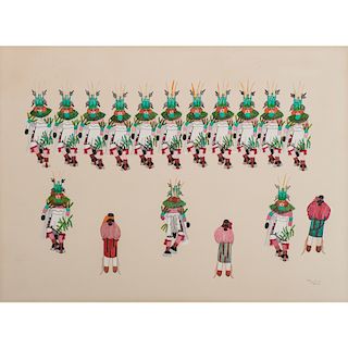 Jose Encarnacion Pena, Soqween (San Ildefonso, 1902-1979), Gouache on Paper, From The Harriet and Seymour Koenig Collection, NY